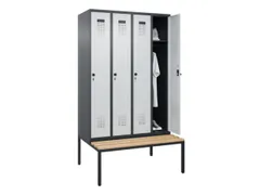 locker met bank,HxBxD 2120x1200x815mm,4vak,vak B 300mm,draaigrendel