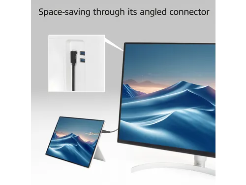 Kabel ACT USB-C standaard naar USB-C hoek boven/beneden 10Gbps 2m
