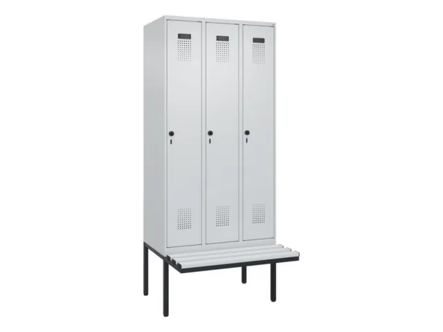 locker met bank,voor scheiding van kleding,HxBxD 2120x900x815mm,3vak