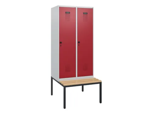 locker met bank,HxBxD 1950x800x815mm,2vak,vak B 400mm,draaigrendel