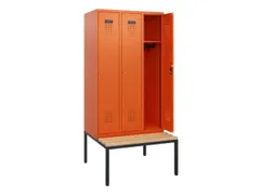 locker met bank,HxBxD 1950x900x815mm,3vak,vak B 300mm,cilinderslot