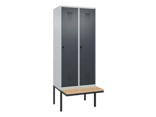 locker met bank,voor scheiding van kleding,HxBxD 2120x800x815mm,2vak - 2