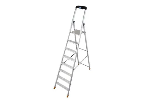 trapladder,eenzijdig,8treden,bordes met profiel,Stand H 1,7m