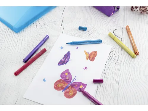 Viltstiften EFA Jumbo 2mm 6 glitter kleuren in kunststof etui