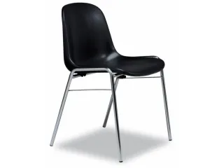 Kunststof Kuipstoelen Zwart Ronde Buis Verchroomd Ø 20Mm Stapelbaar - 1