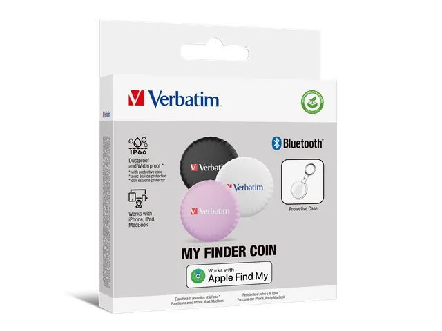 Verbatim 32135 My Finder Coin Bluetooth Tracker Zwart/Wit/roze 3 stuks