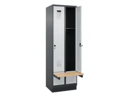 locker met bank,HxBxD 1950x600x815mm,2vak,vak B 300mm,draaigrendel