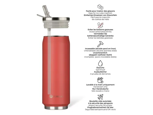Thermosbeker Les Artistes Paris blik 500ml Rood Met Rietje