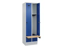 locker met bank,HxBxD 1950x600x815mm,2vak,vak B 300mm,draaigrendel