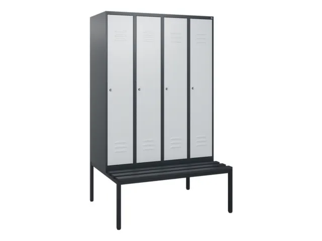 locker met bank,HxBxD 1950x1200x815mm,4vak,vak B 300mm,cil.-slot