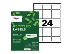 Etiket Avery LR7159-100 63.5x33.9mm recycled Wit 2400 stuks