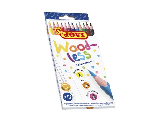 Kleurpotloden Jovi houtvrij assorti etui à 12 stuks
