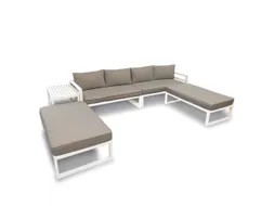 Loungeset aluminium Wit/Grijs 8-zits tuinset met bijzettafel