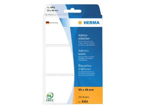HERMA 4301 Adresetiketten voor Schrijfmachines Leporello 95x48mm 250st