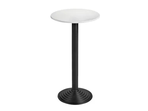 Statafel Gietijzer H 110cm Blad Ø 60cm Lichtgrijs Onderstel Zwart