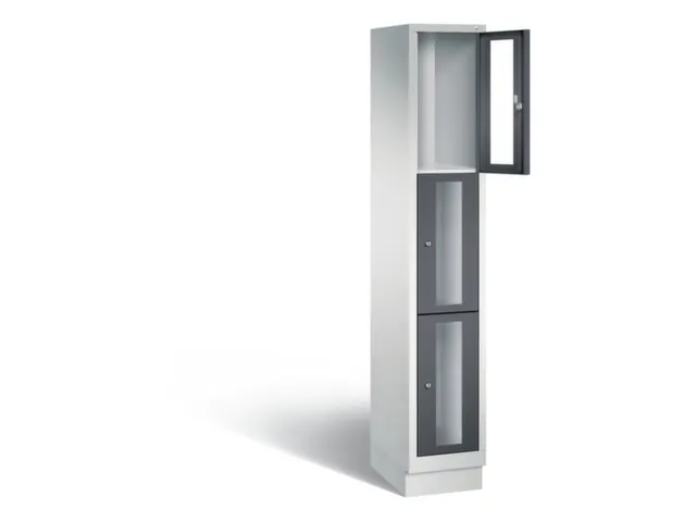 Lockerkast 1800x320x500mm 1x3 vakken Cilinderslot, Sokkel, RAL7021