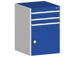 ladekast HxBxD 900x650x525mm 3laden RAL7035 front RAL5010 - 2