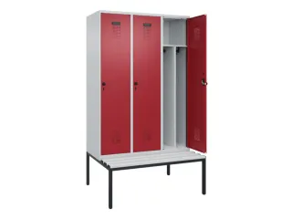 locker met bank,voor scheiding van kleding,HxBxD 2120x1200x815mm,3vak - 1