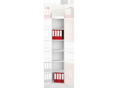 Hoekveld 2250x600mm 6legborden 1zijpaneel Met Achterwand Lichtgrijs