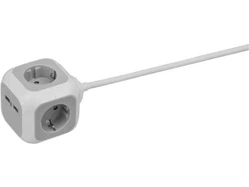 Stekkerblok Brennenstuhl 4 voudig inclusief 2 USB 140cm wit/grijs