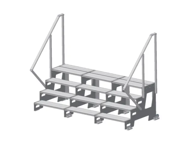 bordestrap,verrijdbaar,bordes H 0,6m,3treden,aluminium