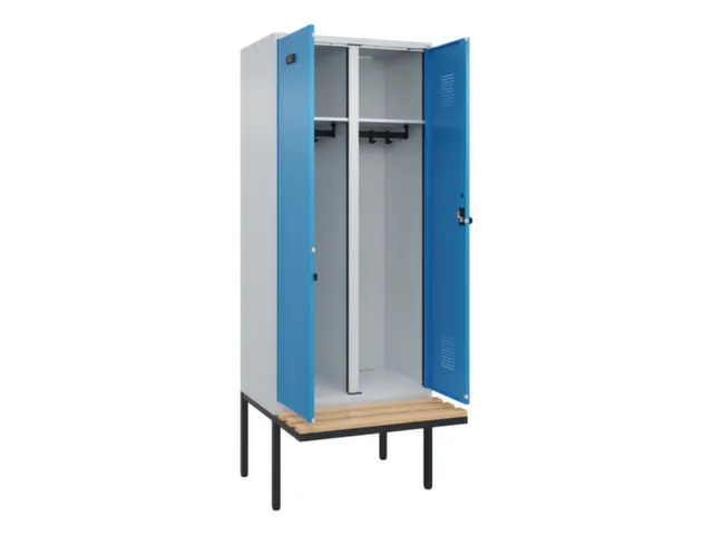 locker met bank,voor scheiding van kleding,HxBxD 2120x800x815mm,2vak