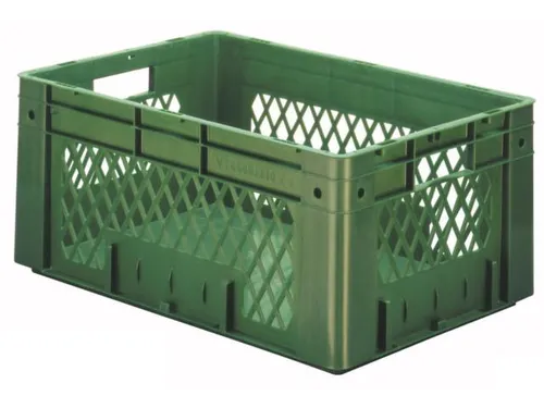 Euronorm Stapelkrat 270x600x400mm 50l Opengewerkt/Bodem Gesl. Groen
