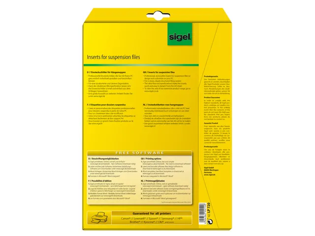 Insteeklabels Sigel voor hangmappen. 156 stuks. 60x21mm.