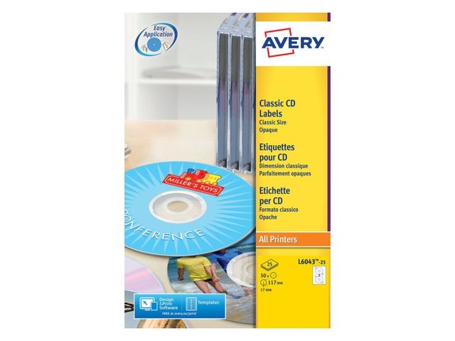 Etiket Avery L6043-25 CD wit 50stuks | AveryEtiketten.be