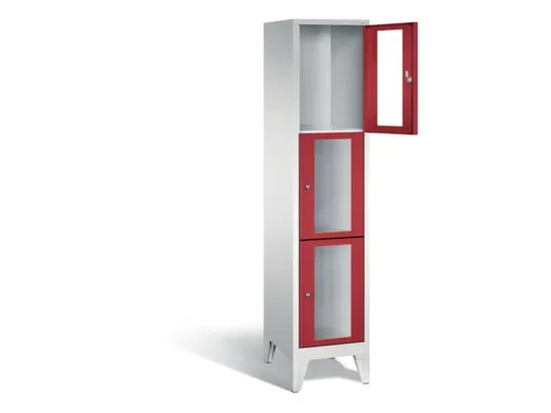 lockerkast 1850x420x500mm 1x3 vakken Cilinderslot Poten, RAL3003