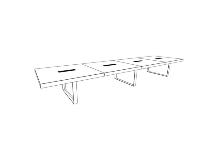 Table de réunion 730x5600x1400mm orme piètement chromé