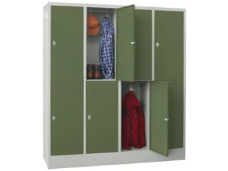 lockerkast,HxBxD 1850x1600x500mm,4x2vakken,RAL7035,front RAL6011 - 2