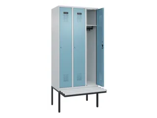 locker met bank,HxBxD 2120x900x815mm,3vak,vak B 300mm,cilinderslot - 1