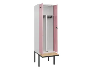PBM-locker met bank,HxBxD 2120x600x815mm,2vak,vak B 300mm,draaigrendel - 1