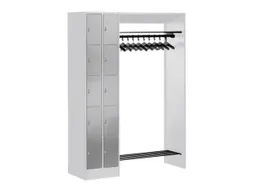 locker met kapstok,HxBxD 1950x1410x480mm,romp RAL7021,front RAL7021