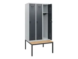 locker met bank,HxBxD 1950x900x815mm,3vak,vak B 300mm,draaigrendel