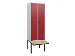 locker met bank,HxBxD 1950x600x815mm,2vak,vak B 300mm,draaigrendel