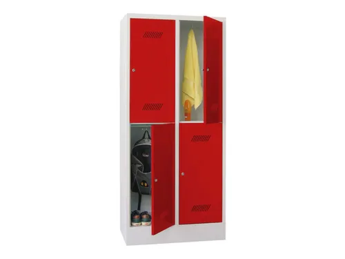 dubbeldekse locker,HxBxD 1850x800x500mm,2x2vak.,RAL7035,front RAL3000