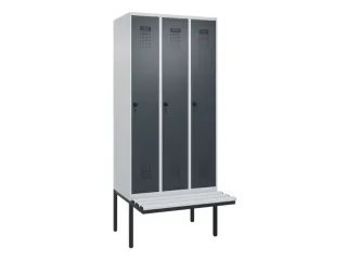 locker met bank,voor scheiding van kleding,HxBxD 2120x900x815mm,3vak - 2