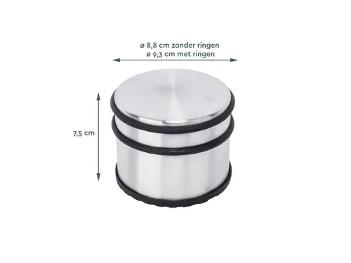 Deurstopper BRASQ met rubberen ringen rvs