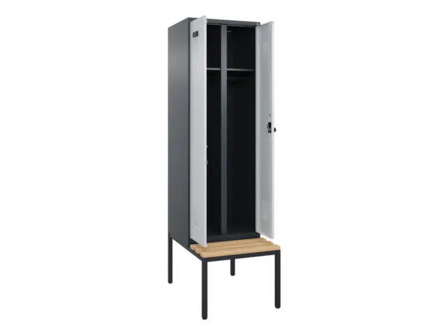 locker met bank,voor scheiding van kleding,HxBxD 2120x600x815mm,2vak