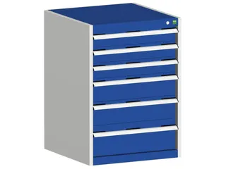 ladekast HxBxD 900x650x650mm 6laden romp RAL7035 front RAL5010 - 1