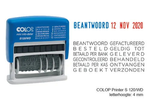 Woord-datumstempel Colop S120 mini info-dater 4mm