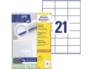 etiket Avery ILK 70x41mm 100 vel 21 etiketten per vel wit - 1