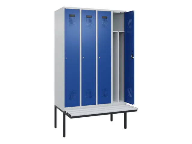 locker met bank,voor scheiding van kleding,HxBxD 2120x1200x815mm,4vak