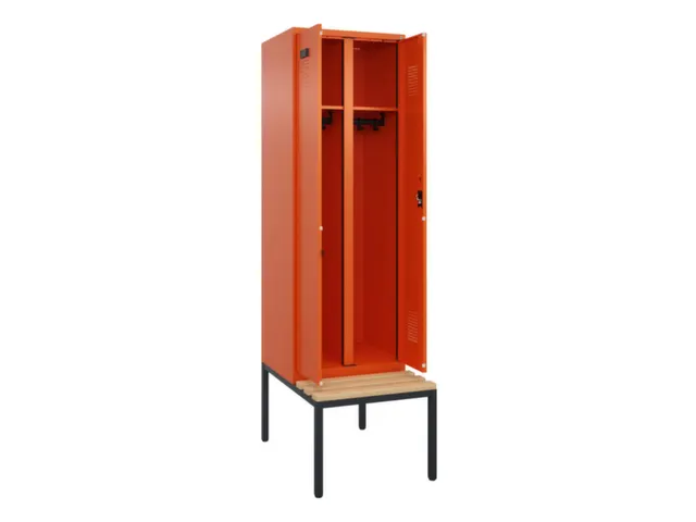locker met bank,voor scheiding van kleding,HxBxD 2120x600x815mm,2vak