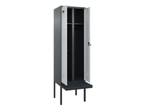 locker met bank,voor scheiding van kleding,HxBxD 2120x600x815mm,2vak