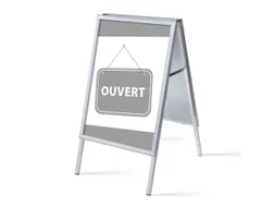 Stoepbord A1 complete set met print "OUVERT" Grijs