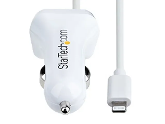 2-poorts USB Autolader met 1m Lightning Spiraalkabel 12W Wit