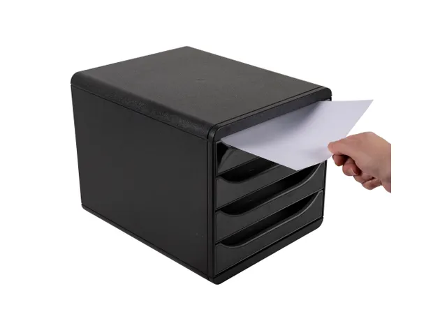 Module de classement Big Box 4 tiroirs Glossy - Noir brillant